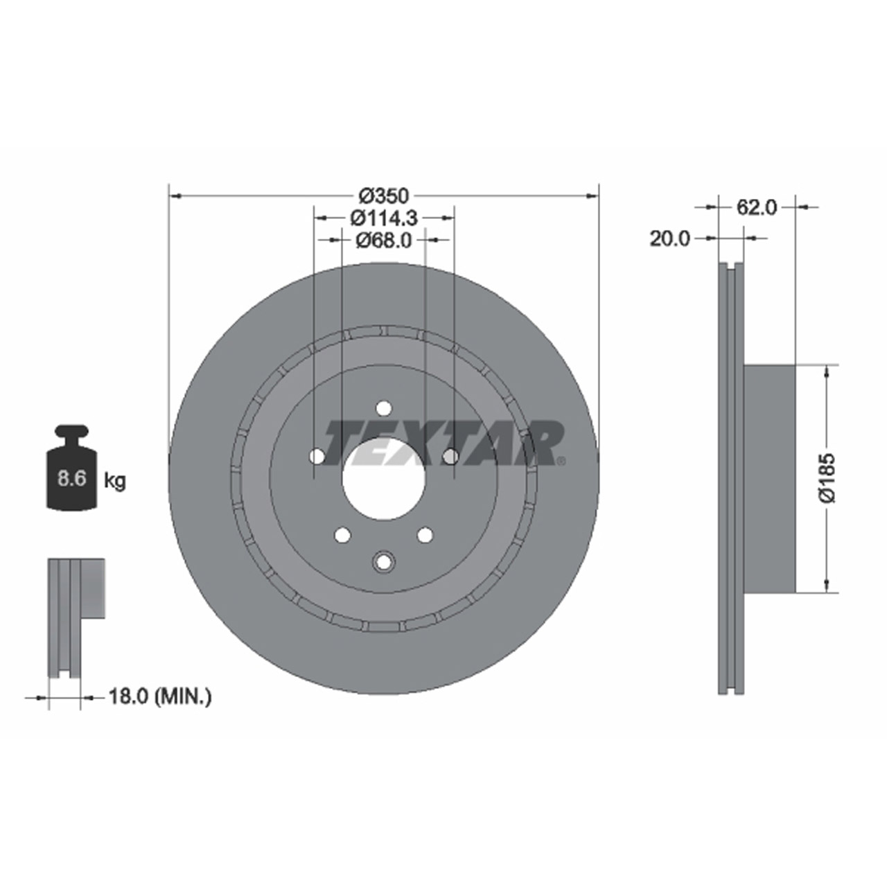 TEXTAR 92270703 Bremsscheiben Satz NISSAN 370Z (Z34) 328/330/344 PS hinten 43206JL00A