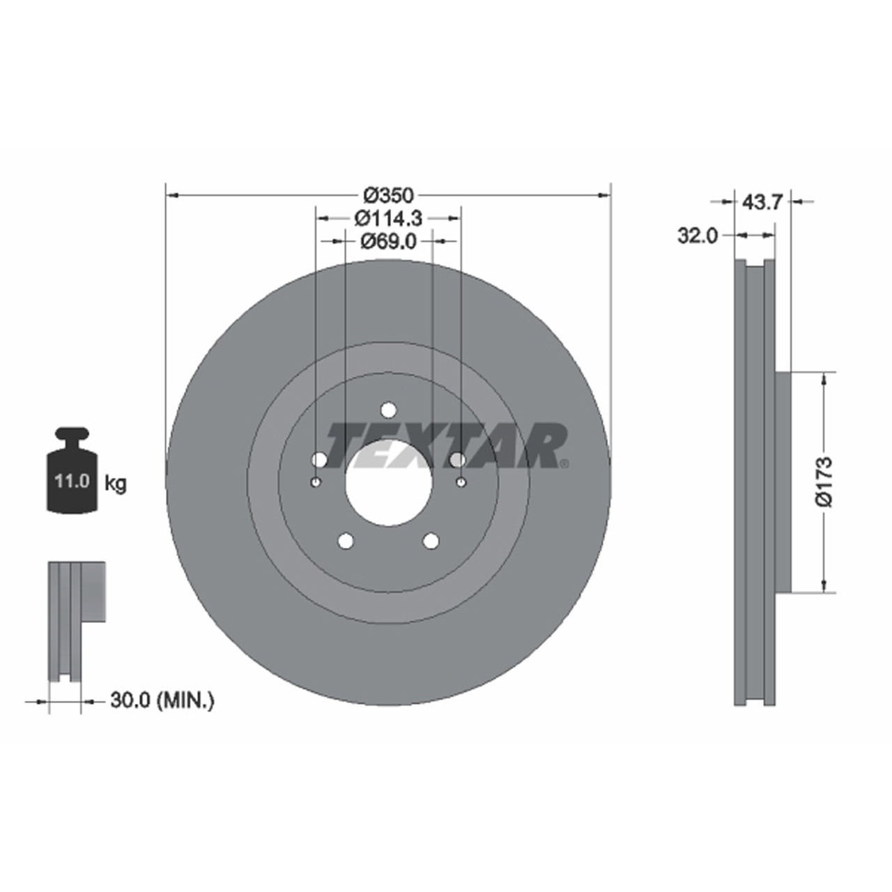 TEXTAR 92271203 Bremsscheiben Satz MITSUBISHI Lancer 8 EVO 10 295 PS 06.2008-12.2015 vorne