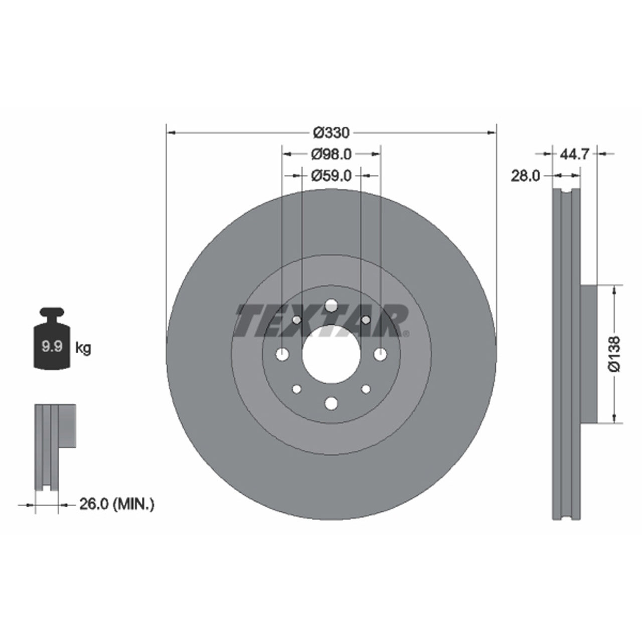 TEXTAR 92272403 Bremsscheiben Satz LANCIA Delta 3 (844_) 1.8 200 PS vorne 51827474