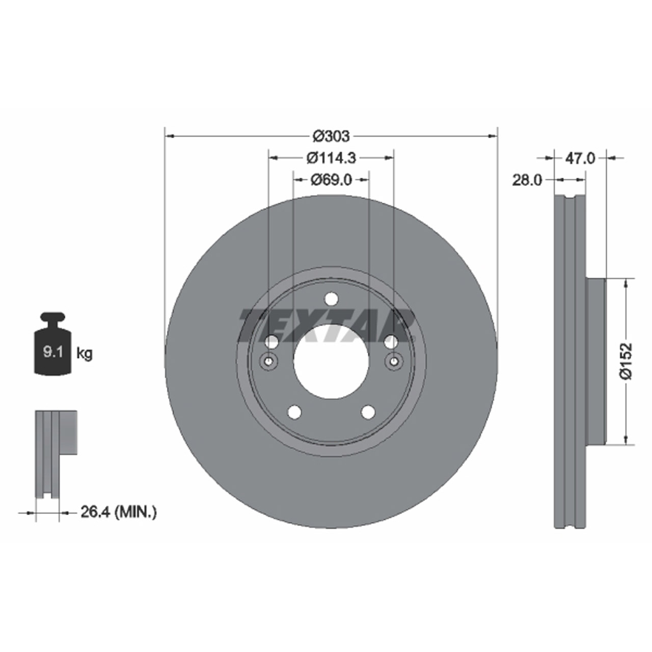 TEXTAR 92273303 Bremsscheiben Satz KIA Opirus (GH) 3.5 203 PS ab 09.2003 vorne