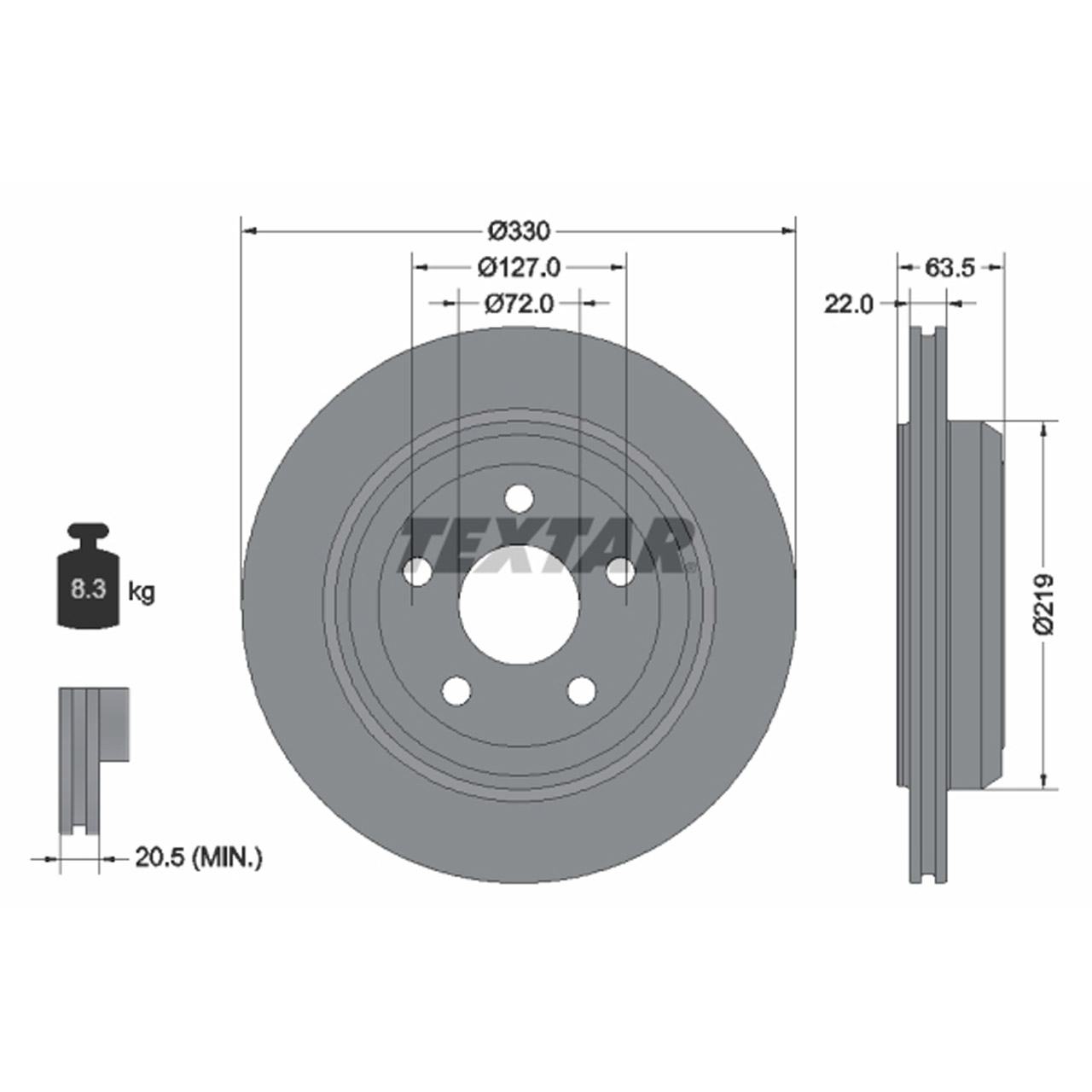 TEXTAR 92273403 Bremsscheiben Satz JEEP Grand Cherokee 4 (WK, WK2) 18 Zoll hinten