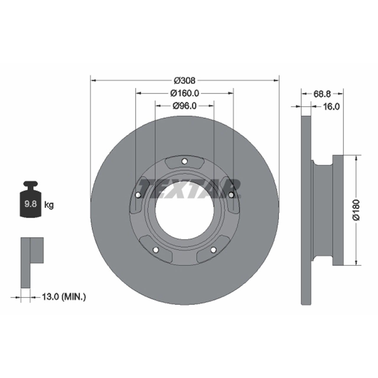 TEXTAR 92273903 Bremsscheiben Satz FORD Transit V363 mit Einfachbereifung hinten