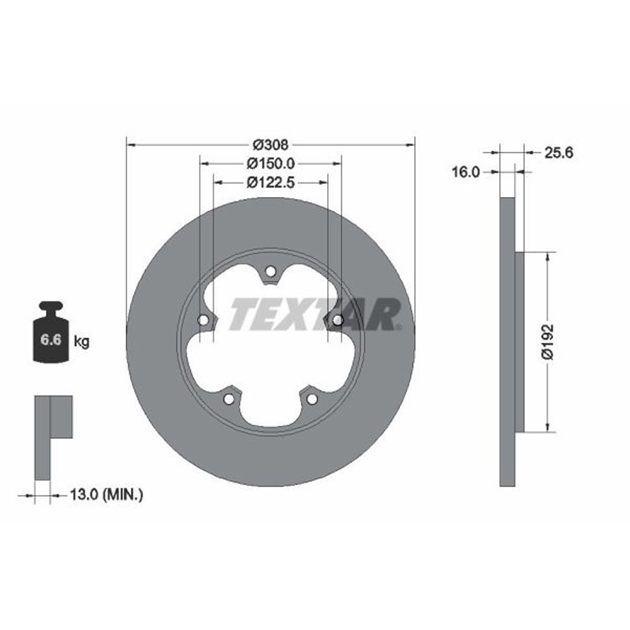 TEXTAR 92274103 Bremsscheiben Satz FORD Transit V363 mit Einfachbereifung hinten