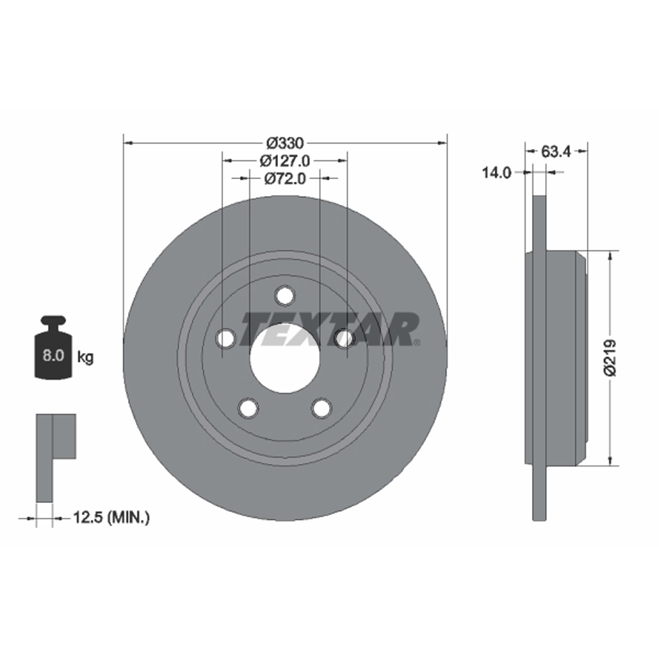 TEXTAR 92274703 Bremsscheiben Satz JEEP Grand Cherokee 4 (WK, WK2) 17 Zoll hinten