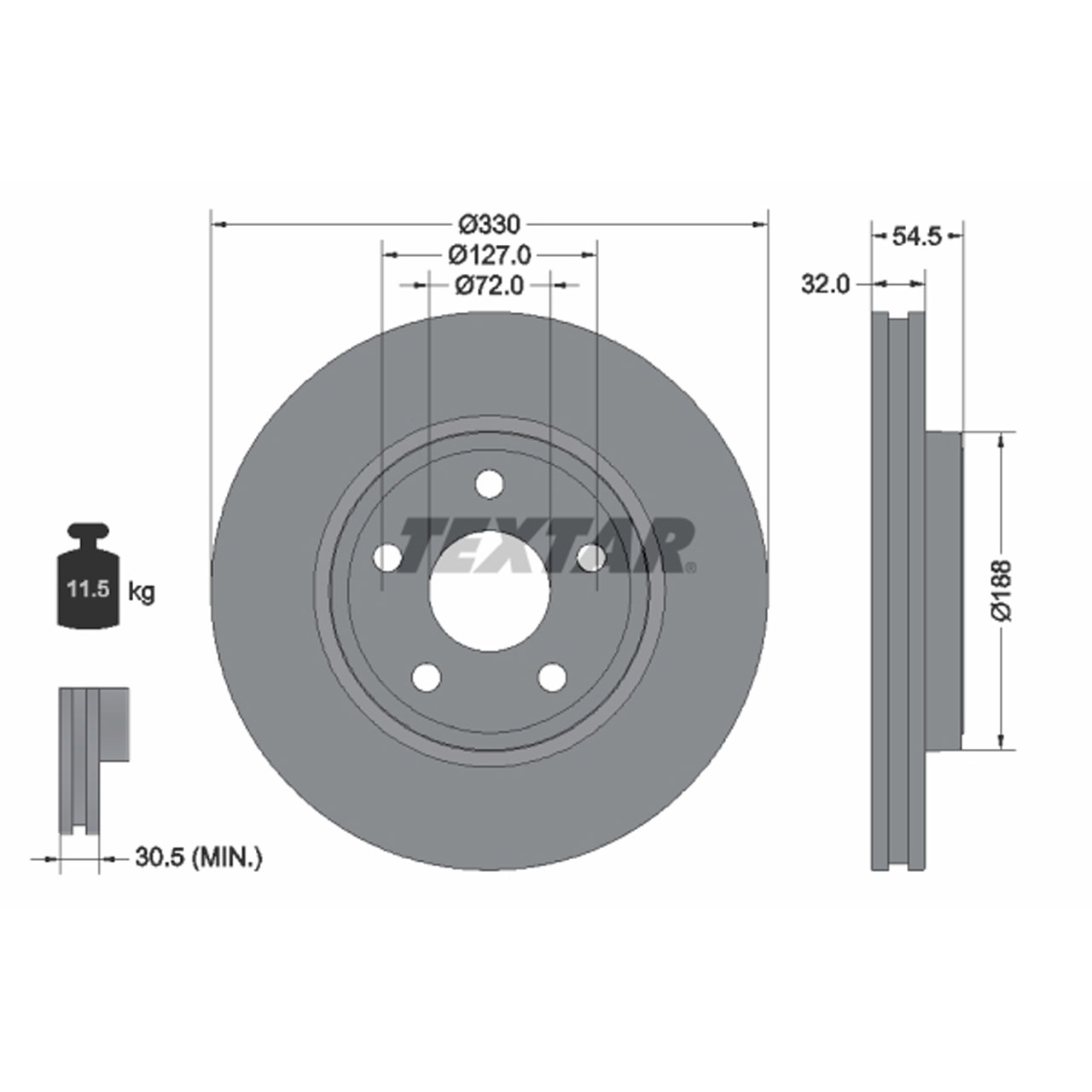 TEXTAR 92274803 Bremsscheiben Satz JEEP Grand Cherokee 4 (WK, WK2) BRY vorne