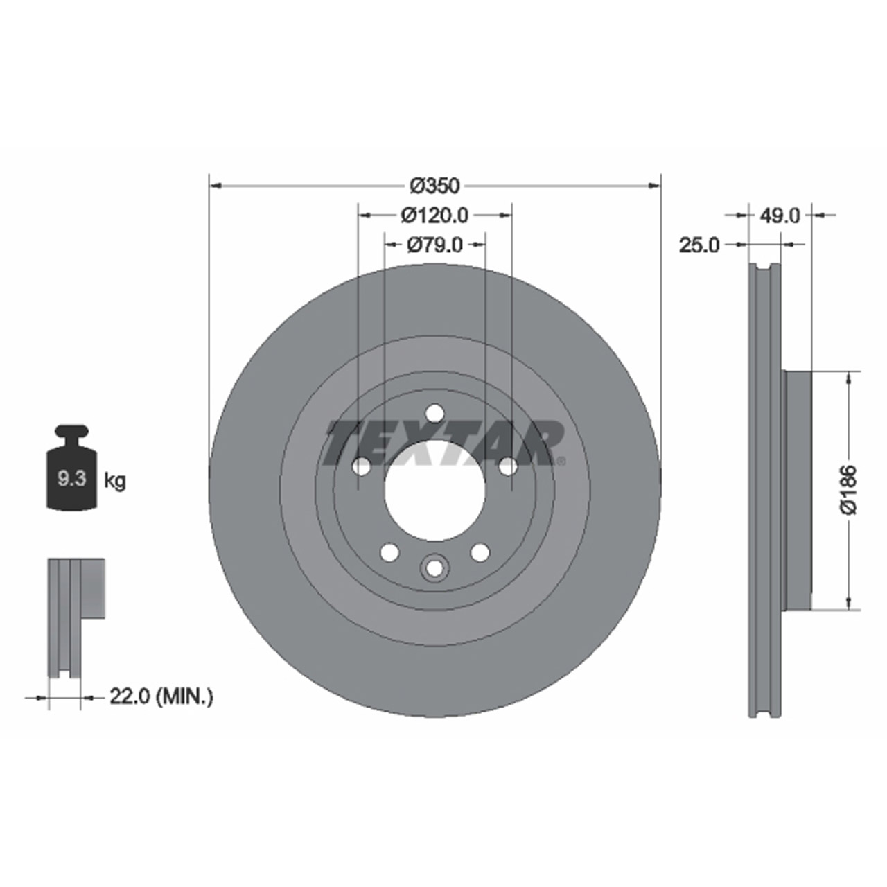 TEXTAR 92278403 Bremsscheiben Satz LAND ROVER Discovery 5 Range Rover 4 / Sport 2 hinten