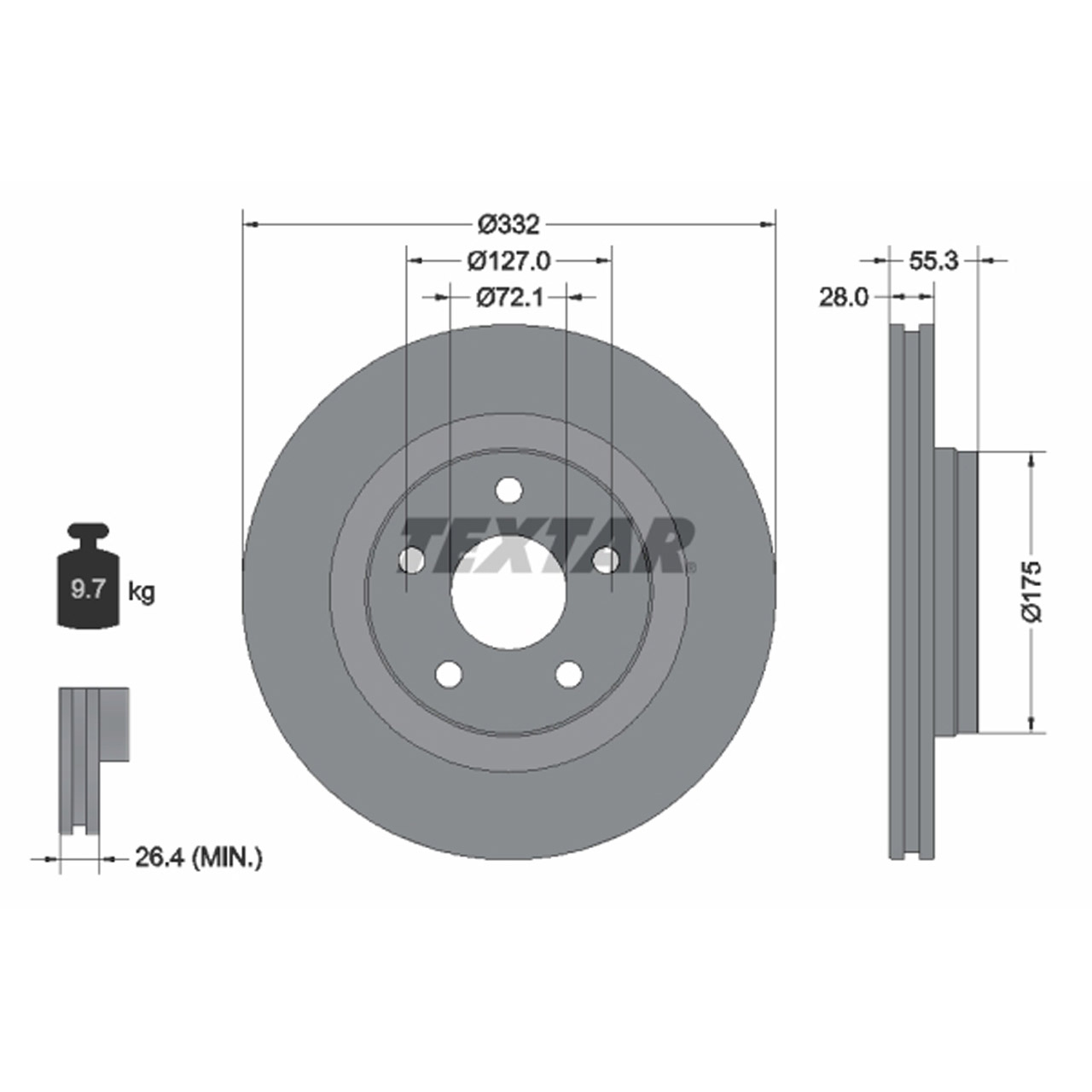 TEXTAR 92278803 Bremsscheiben Satz JEEP Wrangler 3 (JK) vorne K68040177AA