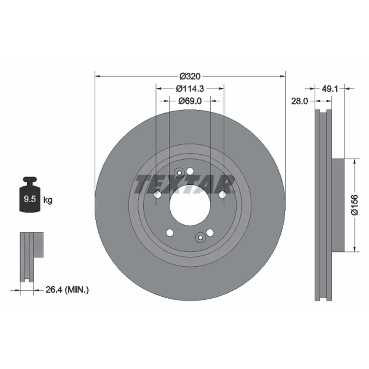 TEXTAR 92281803 Bremsscheiben Satz HYUNDAI Santa Fe 3 (DM) 2.4 2.0 CRDi vorne