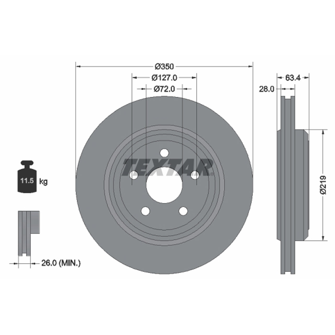 TEXTAR 92282003 Bremsscheiben Satz JEEP Grand Cherokee 4 (WK, WK2) BR4 hinten