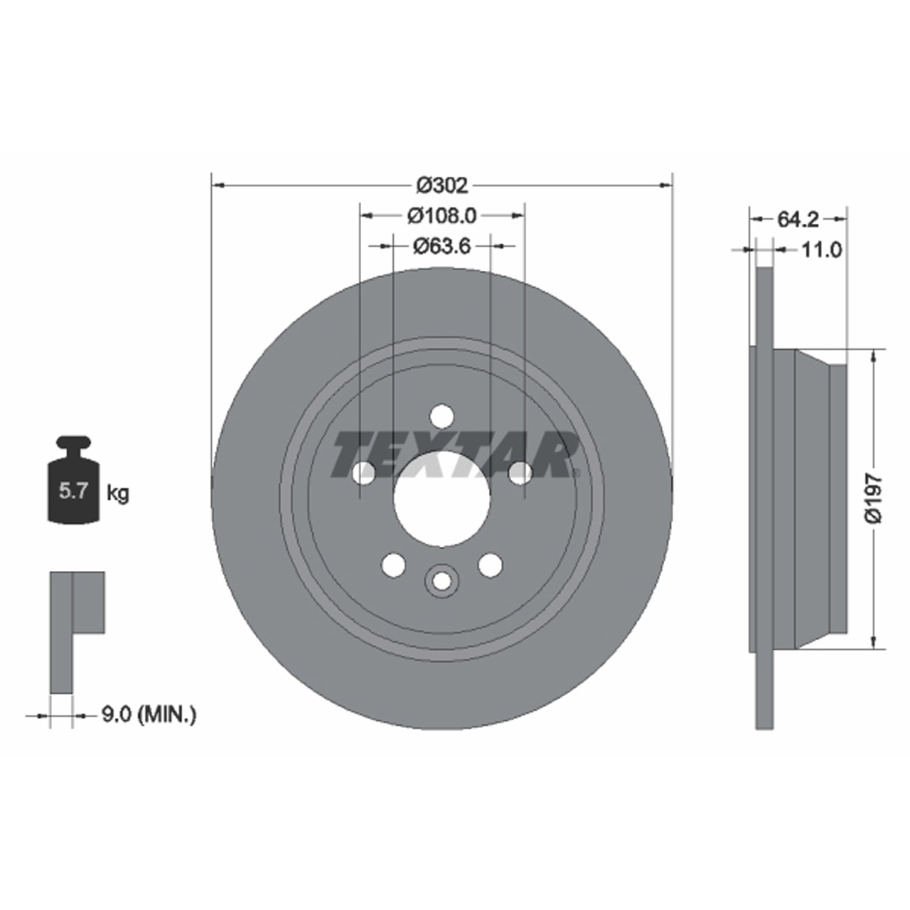 TEXTAR 92283003 Bremsscheiben Satz LAND ROVER Freelander 2 (L359) ab Fgst. DH000001 hinten