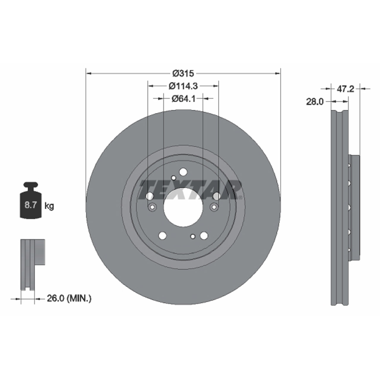 TEXTAR 92283303 Bremsscheiben Satz HONDA CR-V 4 (RM_) 1.6 i-DTEC 4WD 160 PS vorne