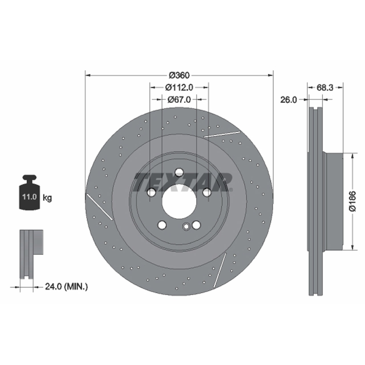 TEXTAR 92283805 Bremsscheiben Satz MERCEDES C204 C/A218 W212 W212 63AMG hinten 2124230412