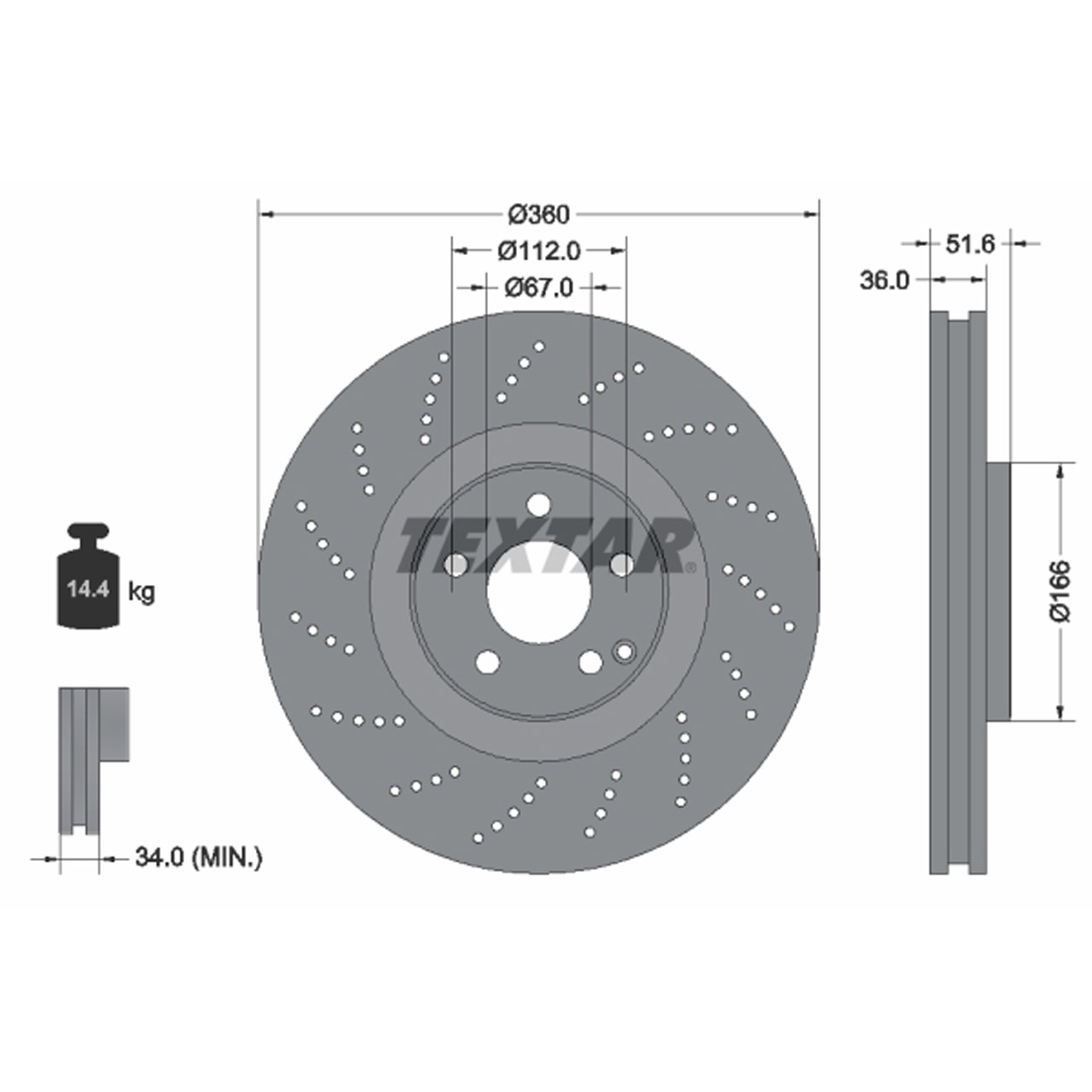 TEXTAR 92283905 Bremsscheiben Satz MERCEDES-BENZ C218 X218 CLS 500 vorne 0004211712