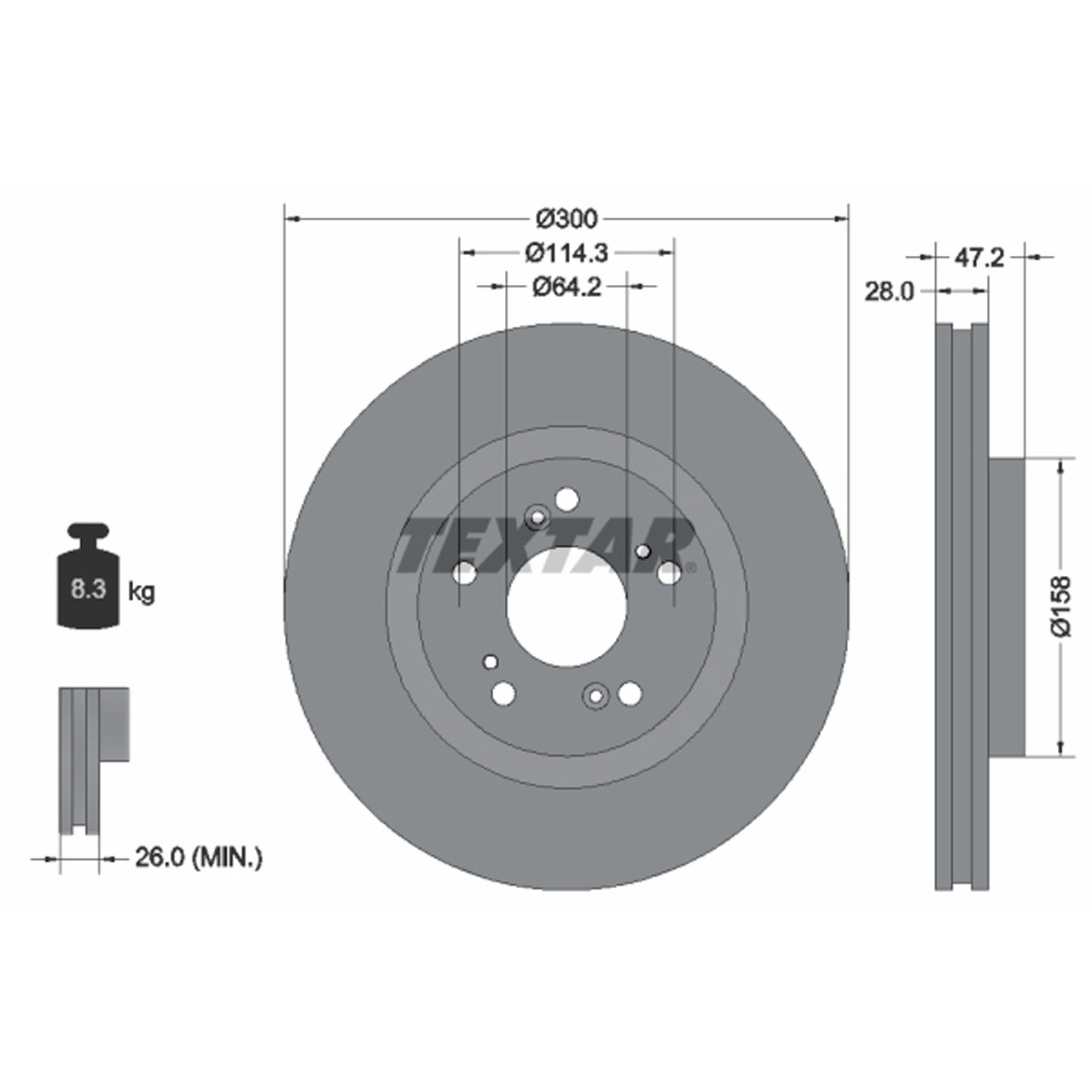 TEXTAR 92284603 Bremsscheiben Satz HONDA Accord 8 (CU CW) 2.0i 2.4i 2.2i-DTEC vorne