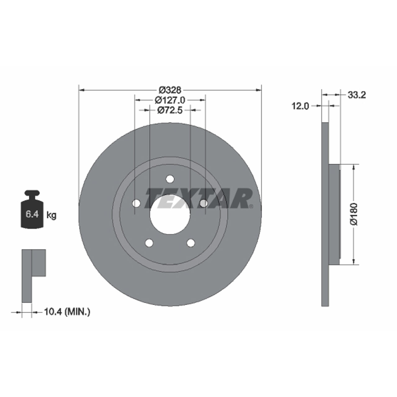 TEXTAR 92286003 Bremsscheiben Satz CHRYSLER Grand Voyager 5 (RT) BR3, BRG hinten