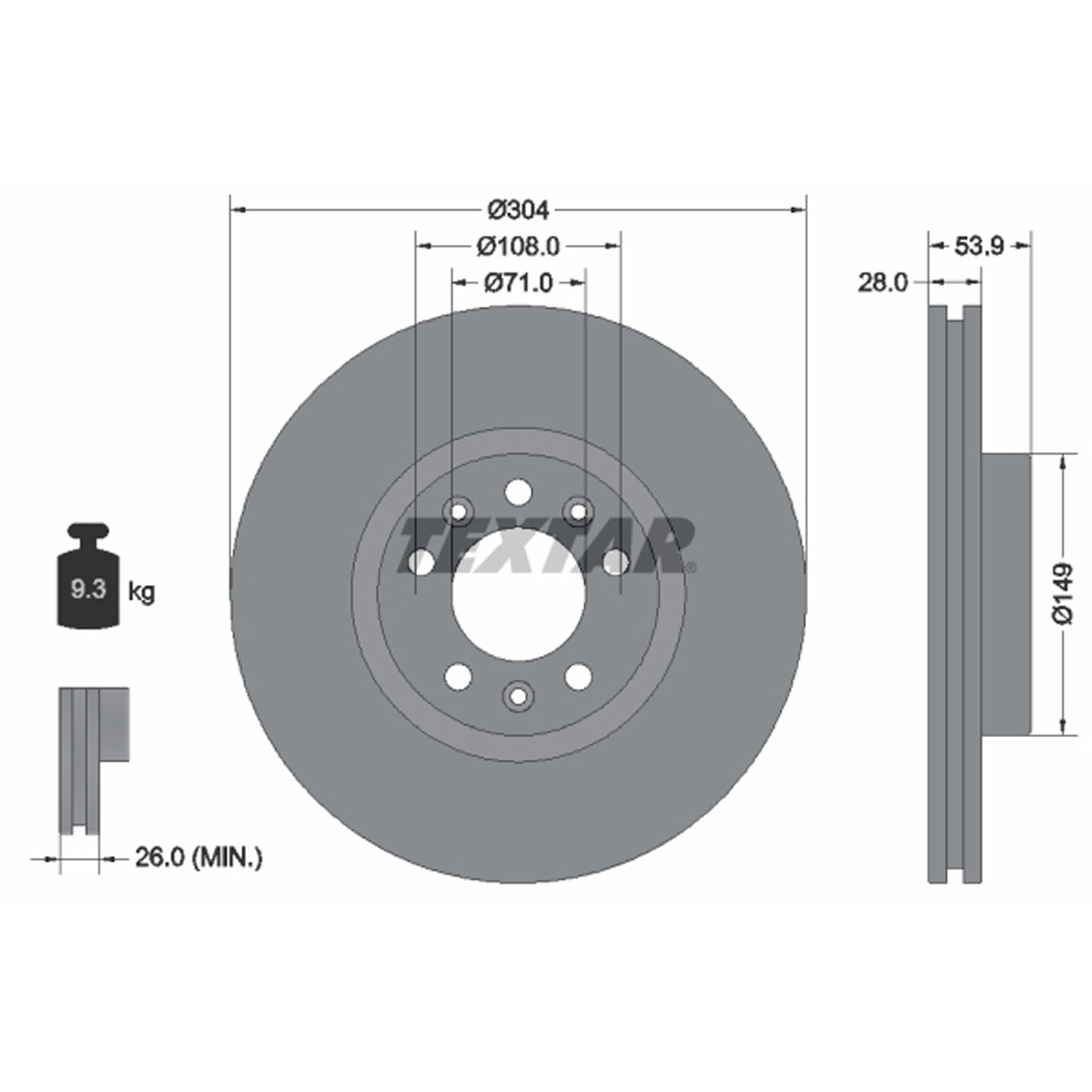 TEXTAR 92287203 Bremsscheiben Satz CITROEN FIAT OPEL Zafira Life PEUGEOT TOYOTA vorne