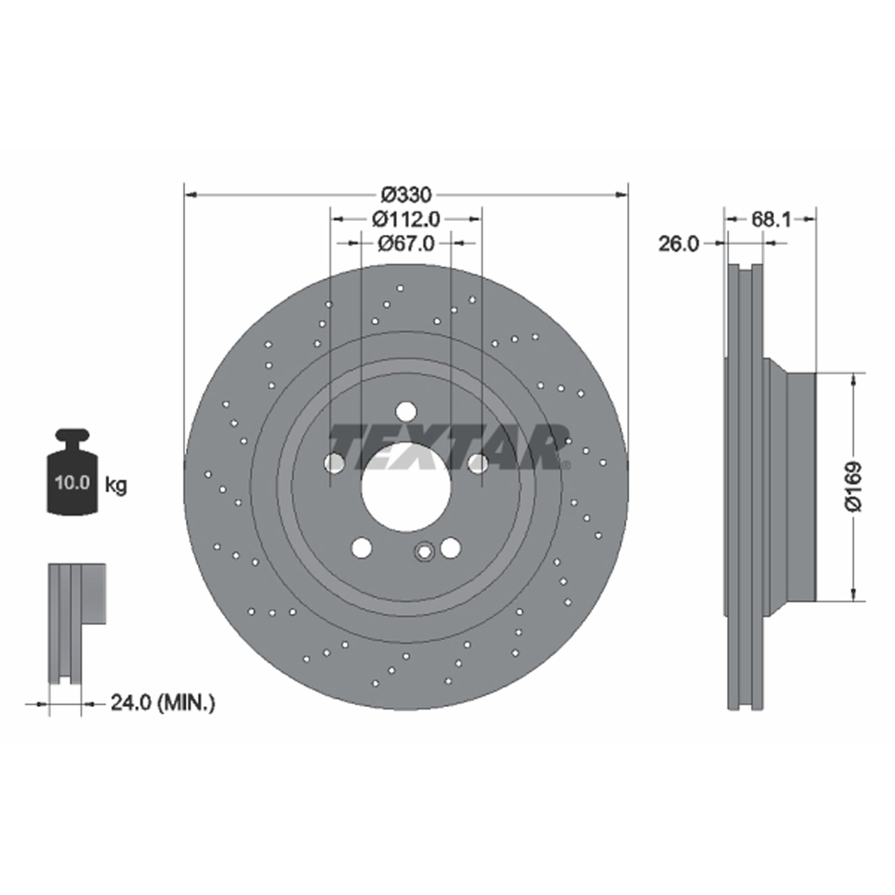 TEXTAR 92289603 Bremsscheiben Satz MERCEDS W211 S211 C219 55/63AMG hinten 2114231112