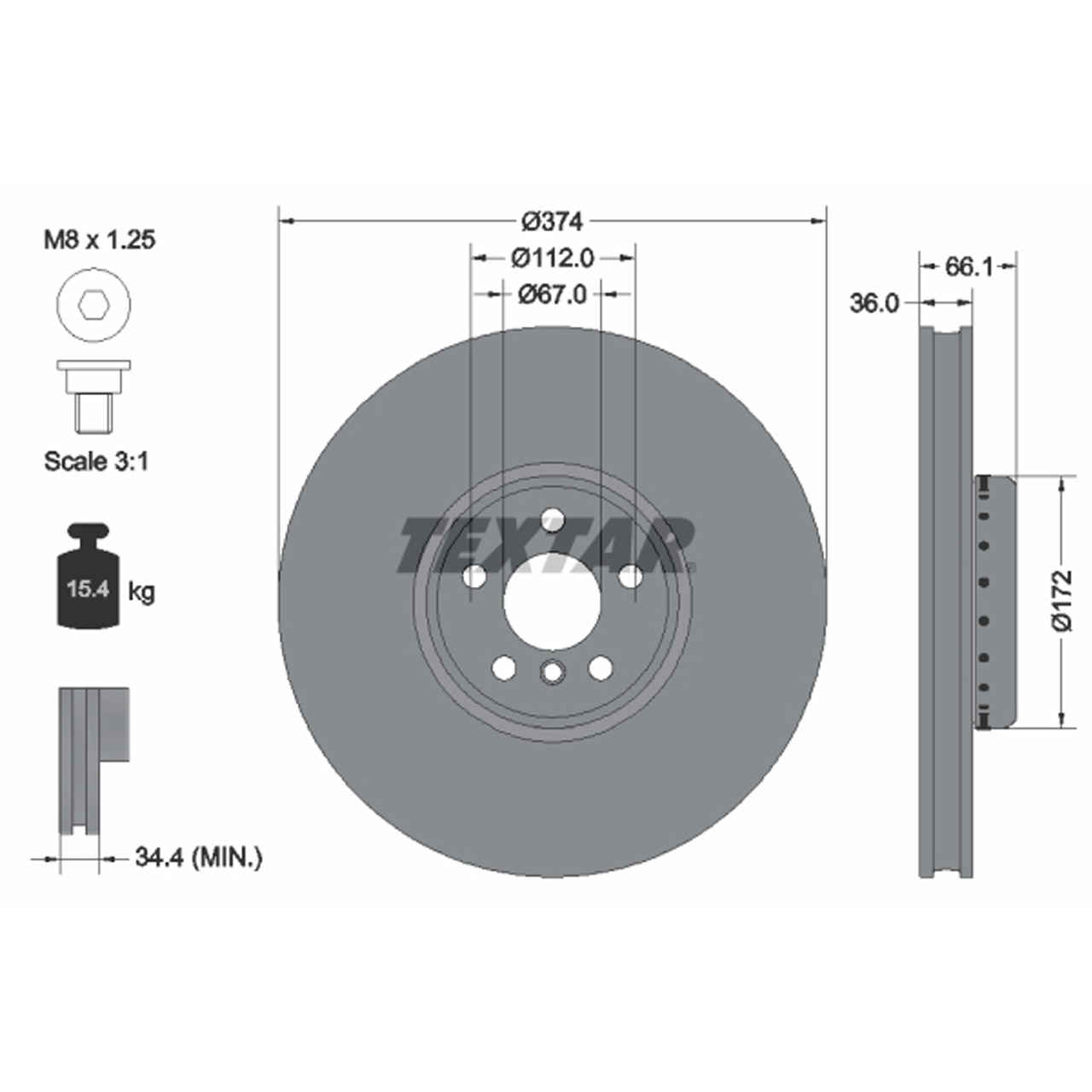 TEXTAR Bremsscheiben Satz BMW M240i M340i M440i G30/31 G32 G11/12 G14-16 X5 X6 X7 i4 vorne