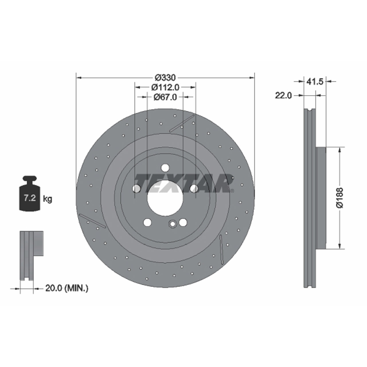 TEXTAR 92290605 Bremsscheiben Satz MERCEDES W176 C117 X117 X156 45AMG hinten 1724230112