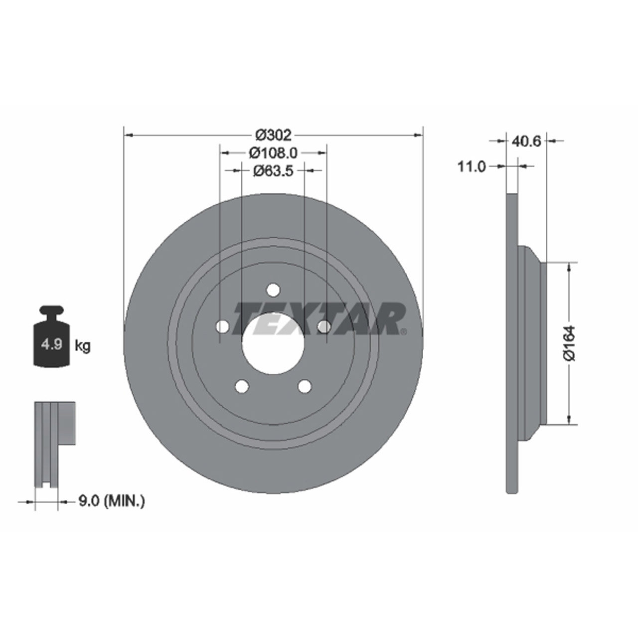 TEXTAR 92292403 Bremsscheiben Satz FORD Focus 3 MK3 4 MK4 Kuga 3 MK3 hinten