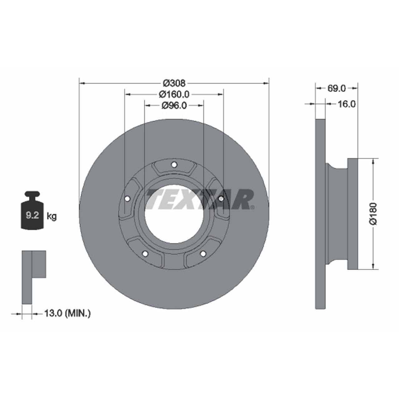 TEXTAR 92292603 Bremsscheiben Satz FORD Tourneo Custom V362 Transit V363 hinten