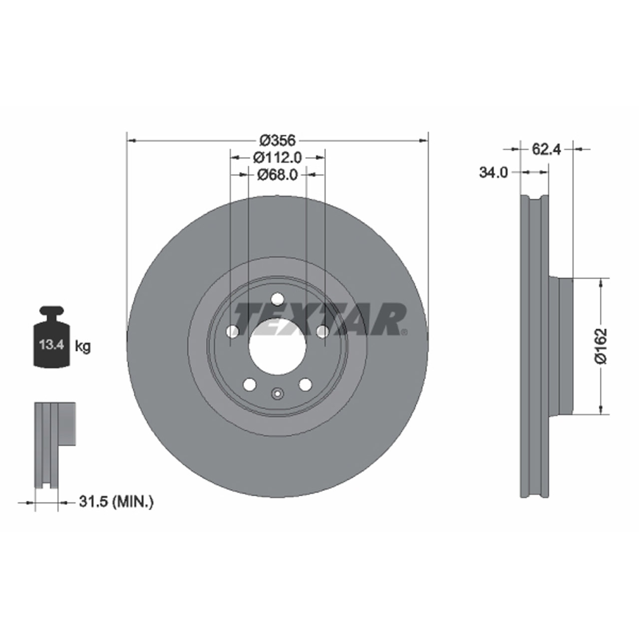 TEXTAR 92293505 Bremsscheiben Satz AUDI A6 Allroad (C7) 3.0 TFSI /TDI PR-1LL/1ZK vorne