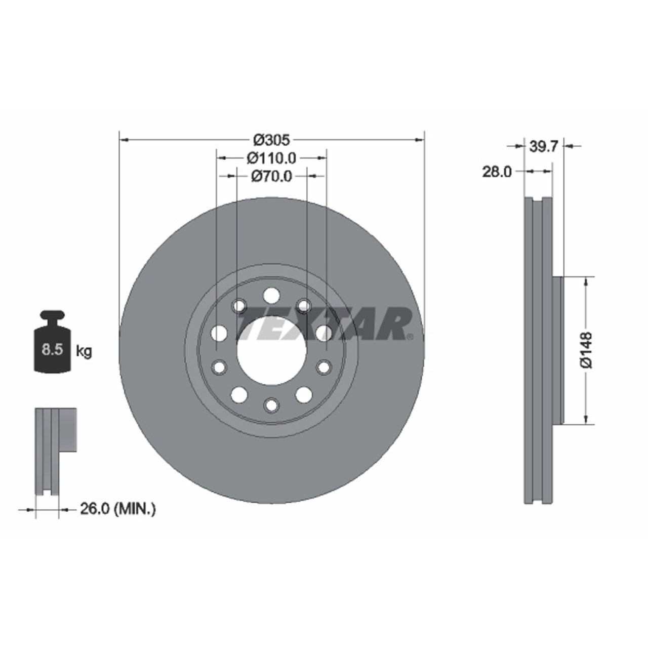 TEXTAR 92293903 Bremsscheiben Satz FIAT 500X (334_) JEEP Compass Renegade vorne