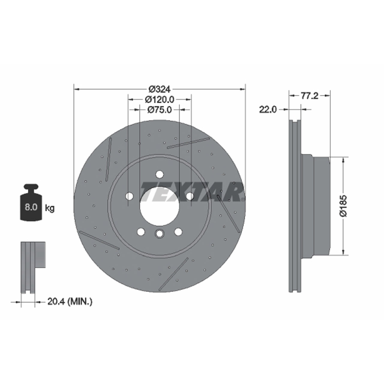 TEXTAR 92295505 Bremsscheiben Satz BMW E82 E88 135i 123d mit M-Technik hinten 34216795754