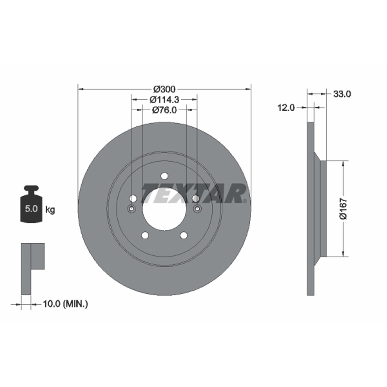 TEXTAR 92296303 Bremsscheiben Satz HYUNDAI i30 N i30N (PD) 18 Zoll hinten 58411S0300