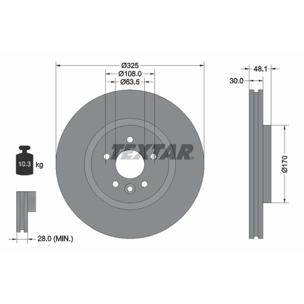 TEXTAR 92300505 Bremsscheiben Satz LAND ROVER Range Rover Velar (L560) 17" bis Fgst. vorne