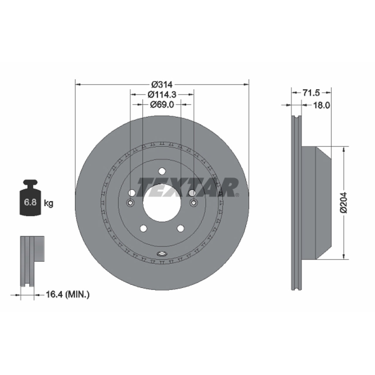 TEXTAR 92300803 Bremsscheiben Satz KIA Sorento 3 (UM) 2.4 GDI 3.3 2.0/2.2 CRDi hinten