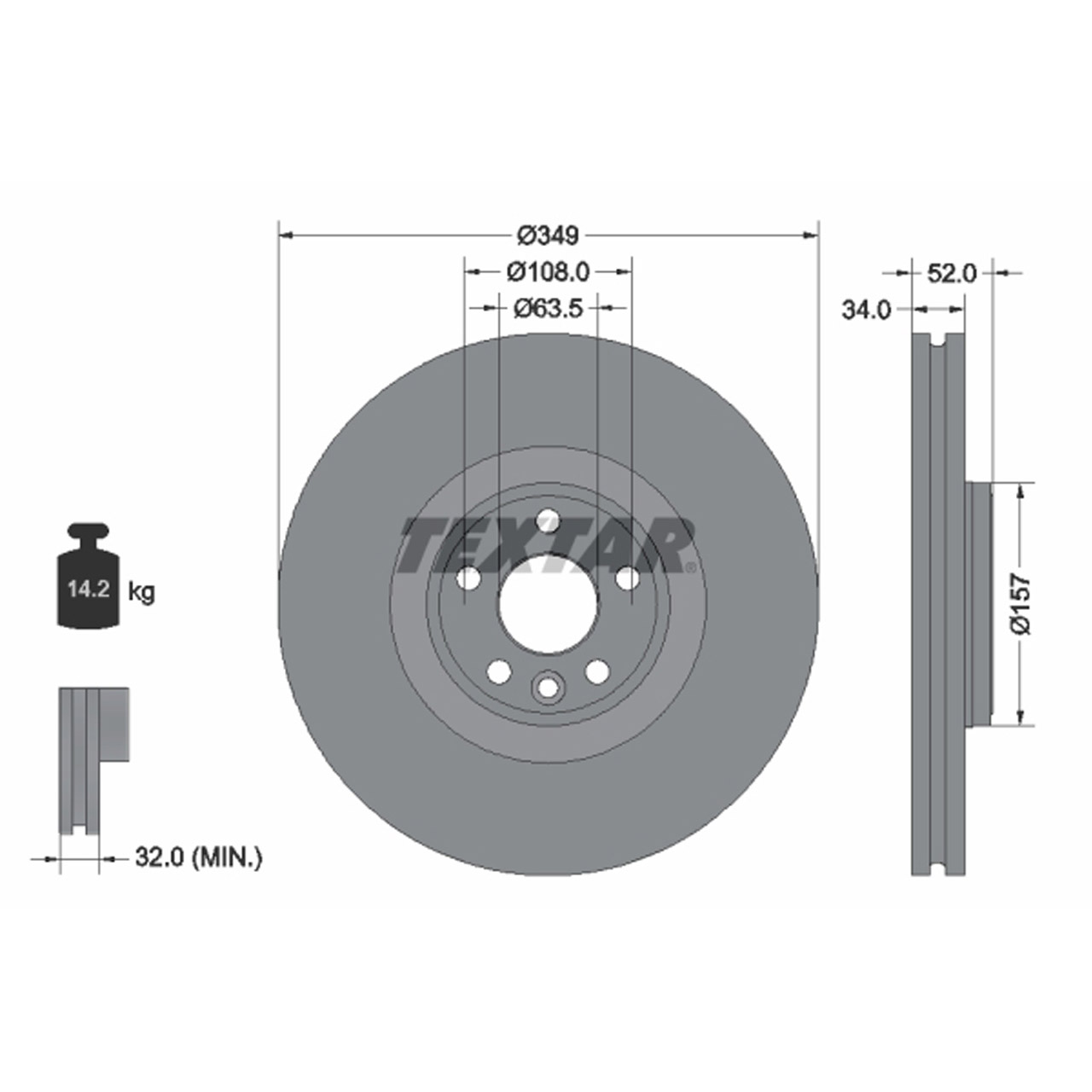 TEXTAR 92301805 Bremsscheiben Satz LAND ROVER Range Rover Evoque (L538) 18 Zoll vorne