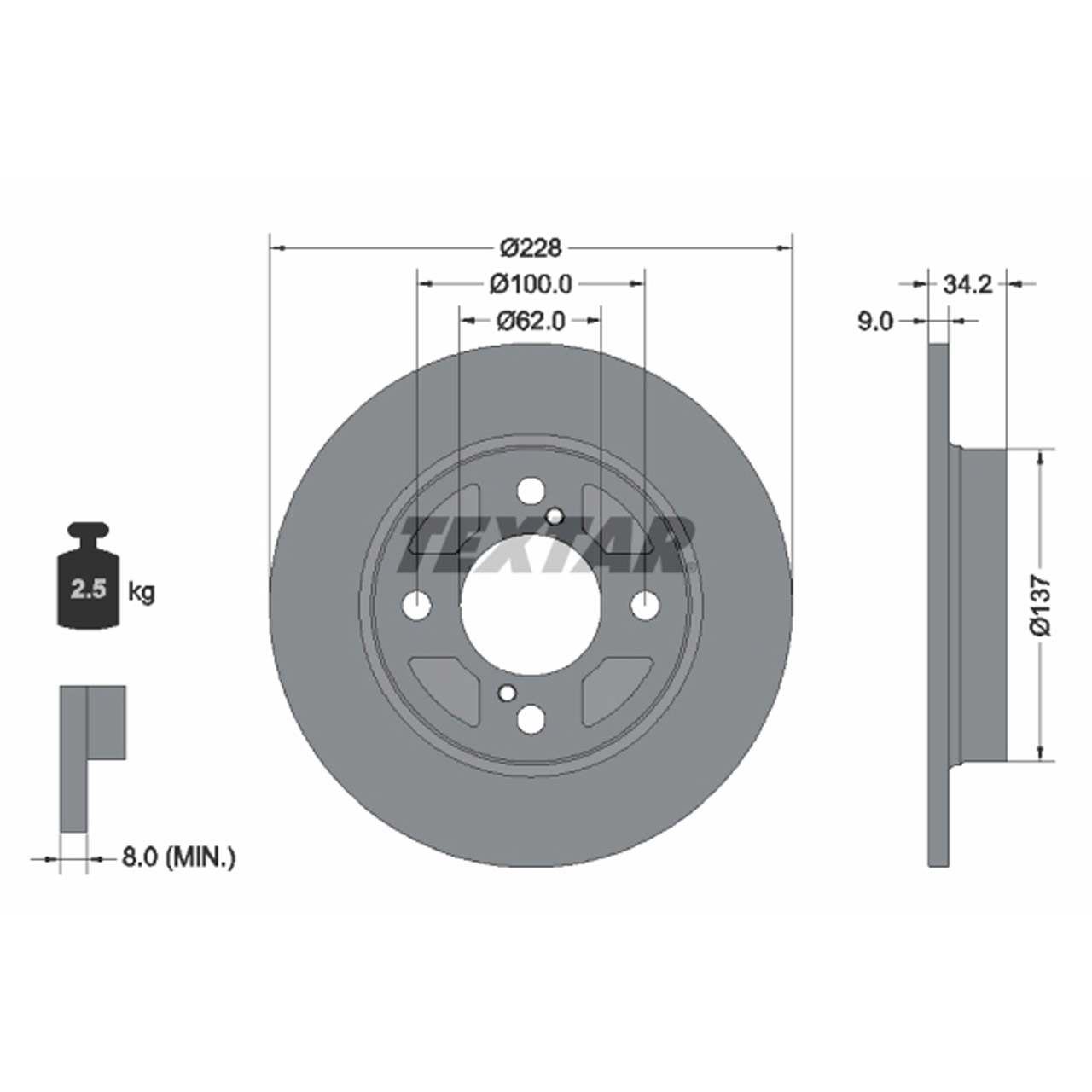 TEXTAR 92303603 Bremsscheiben Satz SUZUKI Baleno (FW, EW) Swift 5 (AZ) hinten