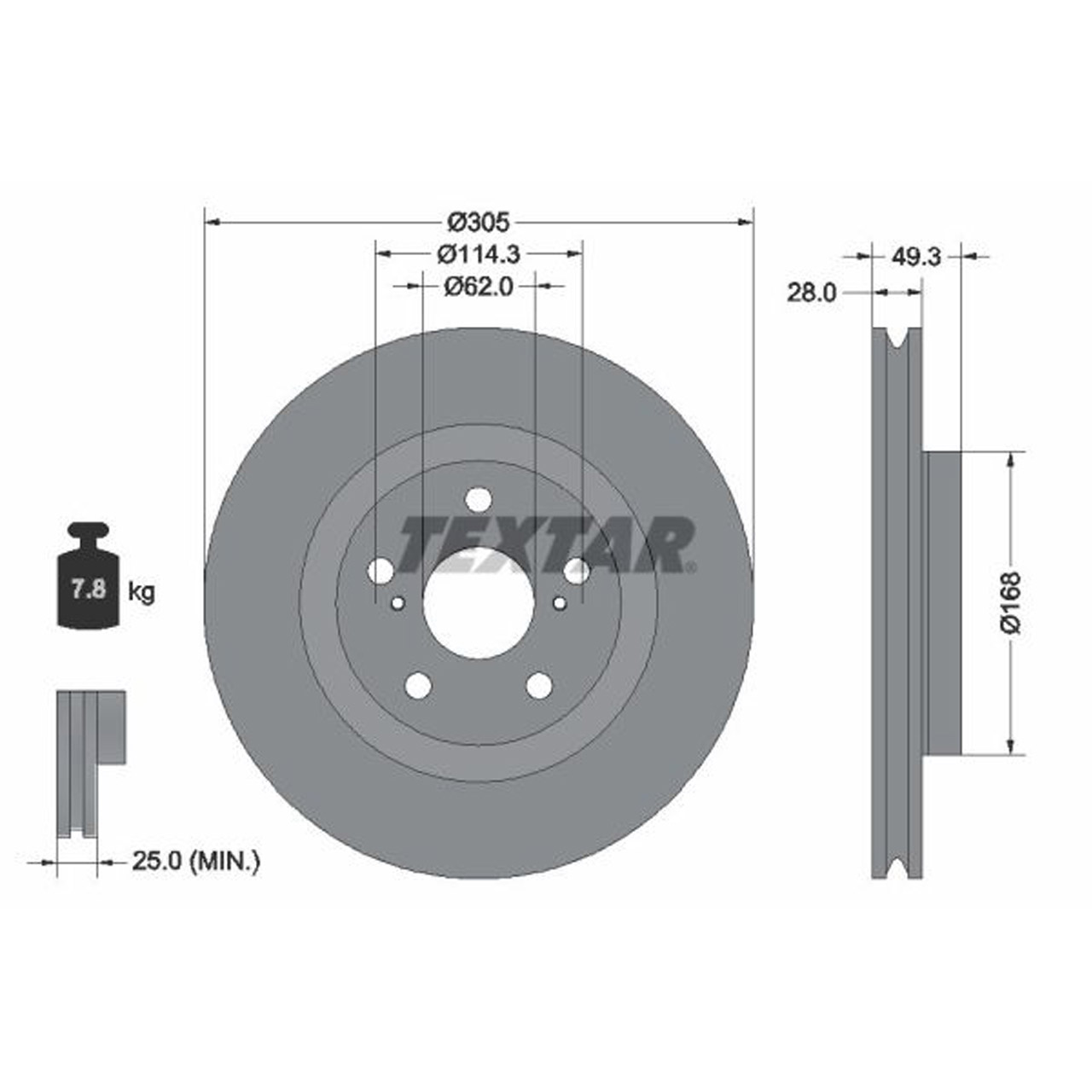 TEXTAR 92304305 Bremsscheiben Satz TOYOTA C-HR X1 Camry V7 Corolla Cross Prius W6 vorne