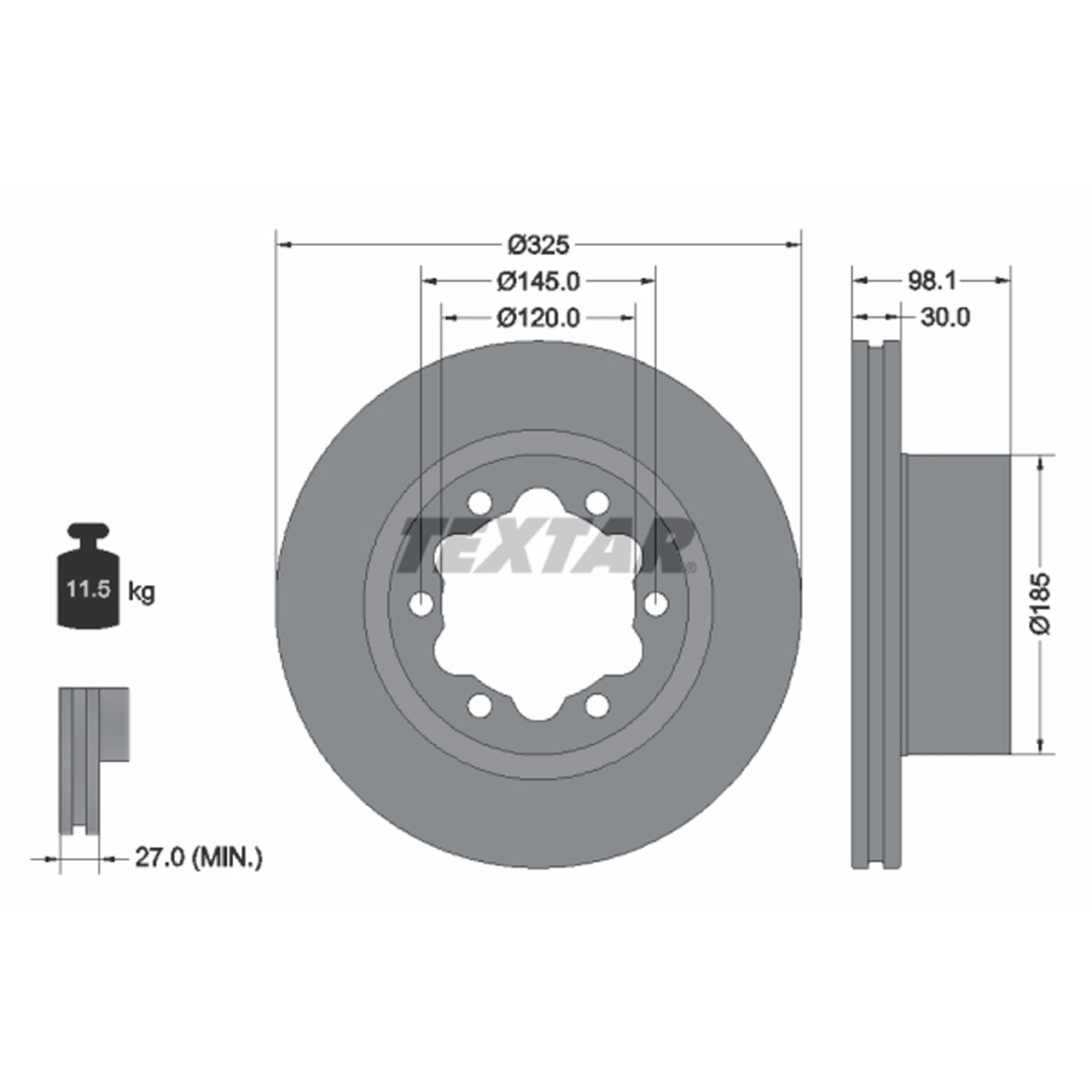 TEXTAR 92305803 Bremsscheiben Satz VW Crafter SX SY SZ Grand California PR-1LC hinten