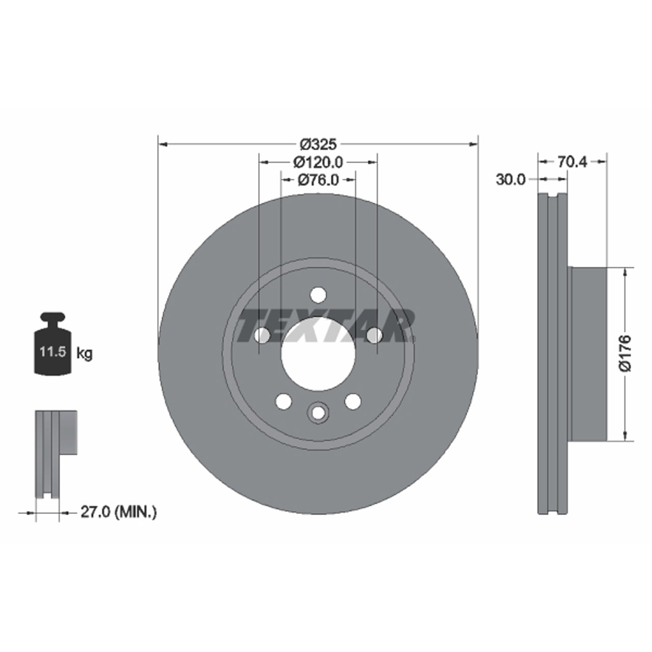 TEXTAR 92305905 Bremsscheiben Satz VW Crafter SX SY SZ Grand California PR-1LC vorne