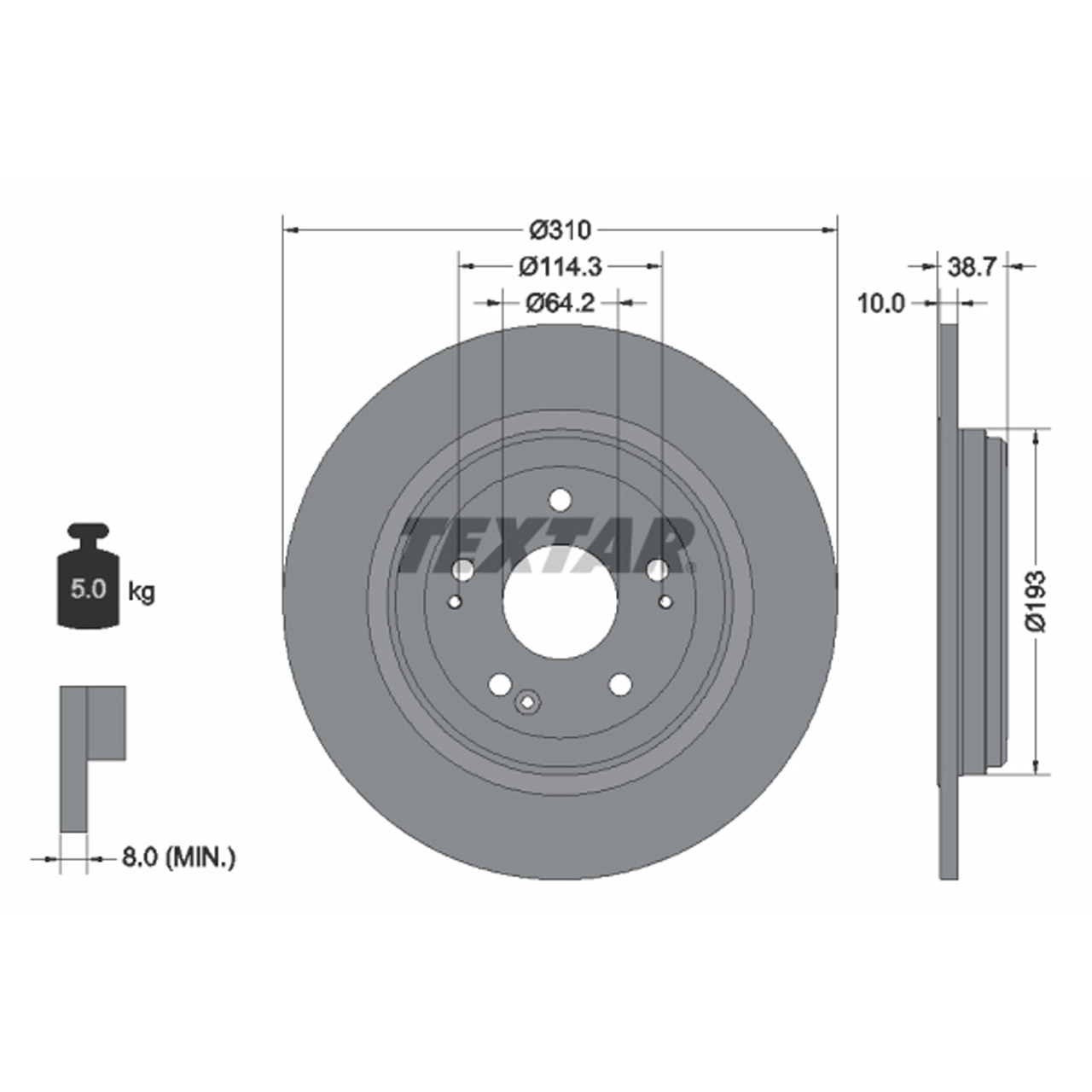 TEXTAR 92306103 Bremsscheiben Satz HONDA CR-V V (RW_, RT_, RS_) ZR-V hinten