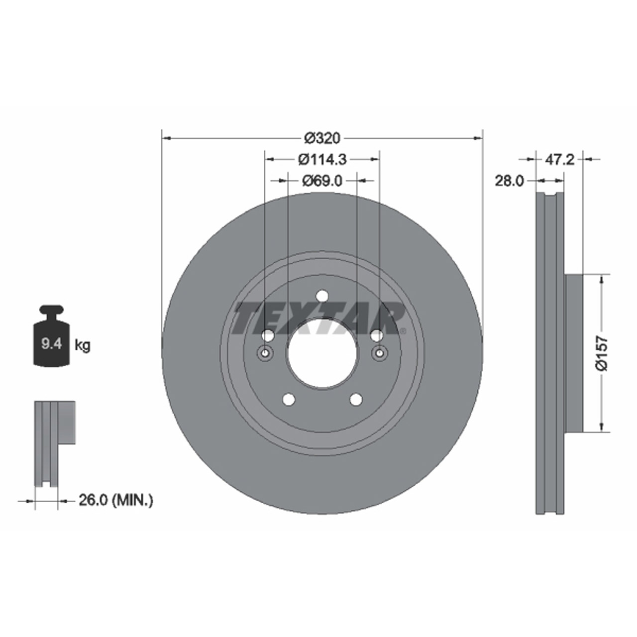 TEXTAR 92306303 Bremsscheiben Satz HYUNADI Tucson (TL) KIA Sportage 4 5 17 Zoll vorne