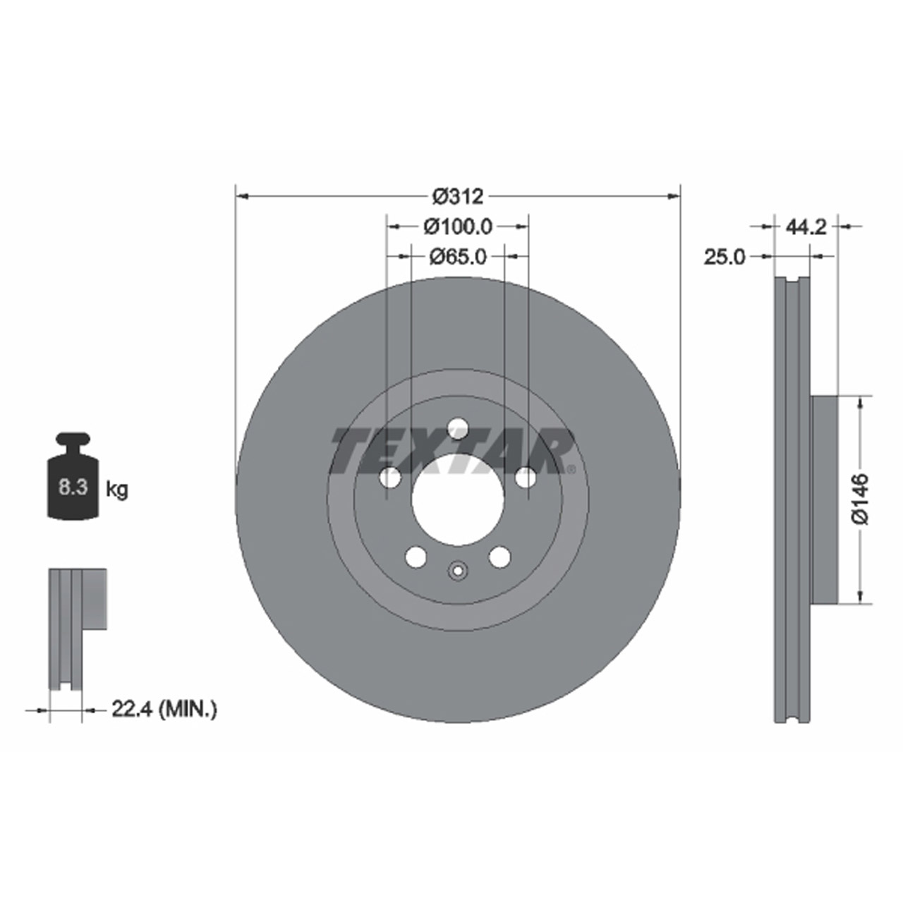 TEXTAR 92306405 Bremsscheiben Satz AUDI A1 (GB) 25-40 TFSI PR-1ZA/1ZK vorne 2Q0615301J