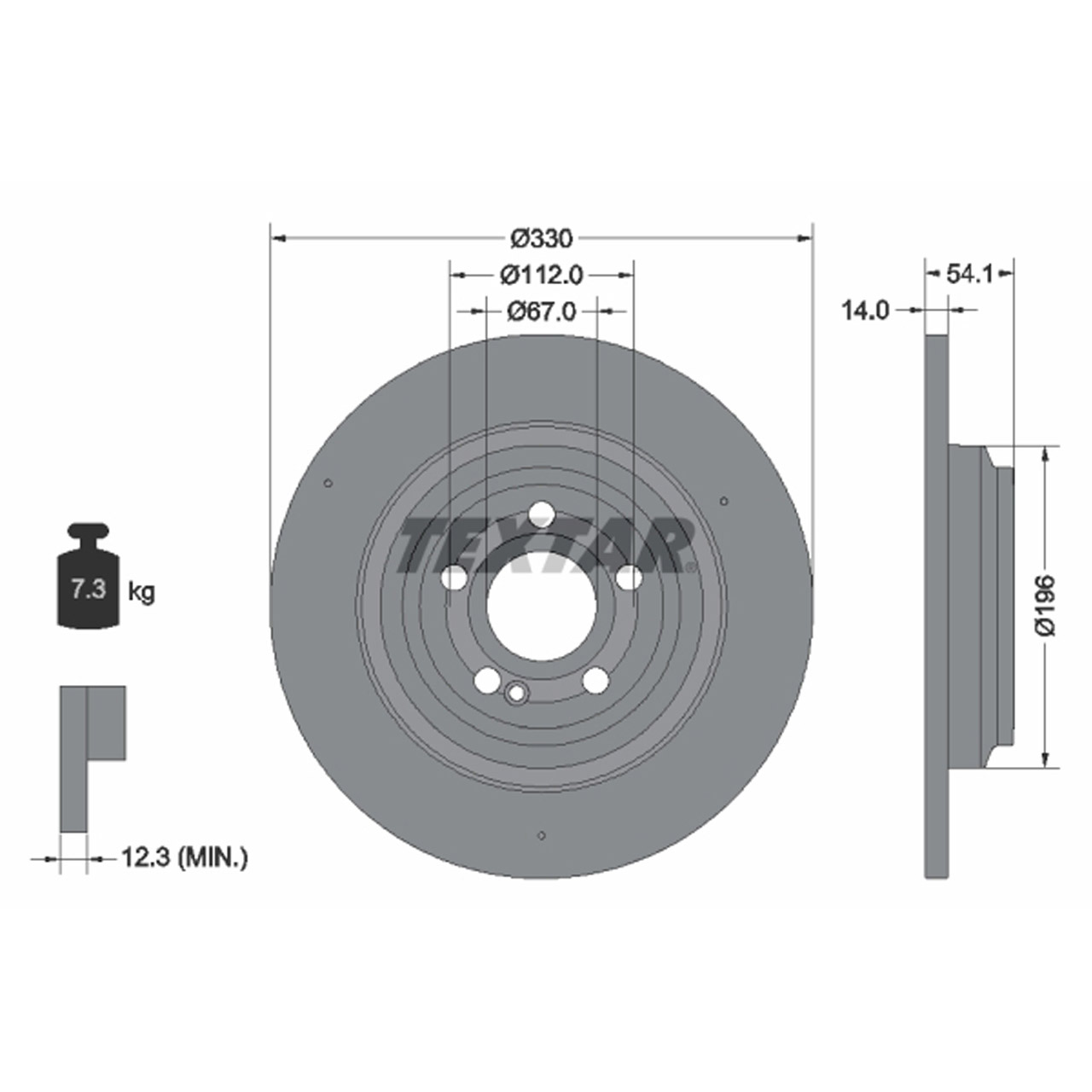 TEXTAR 92306905 Bremsscheiben Satz MERCEDES GLE V/C167 ohne Sportpaket hinten 1674238700