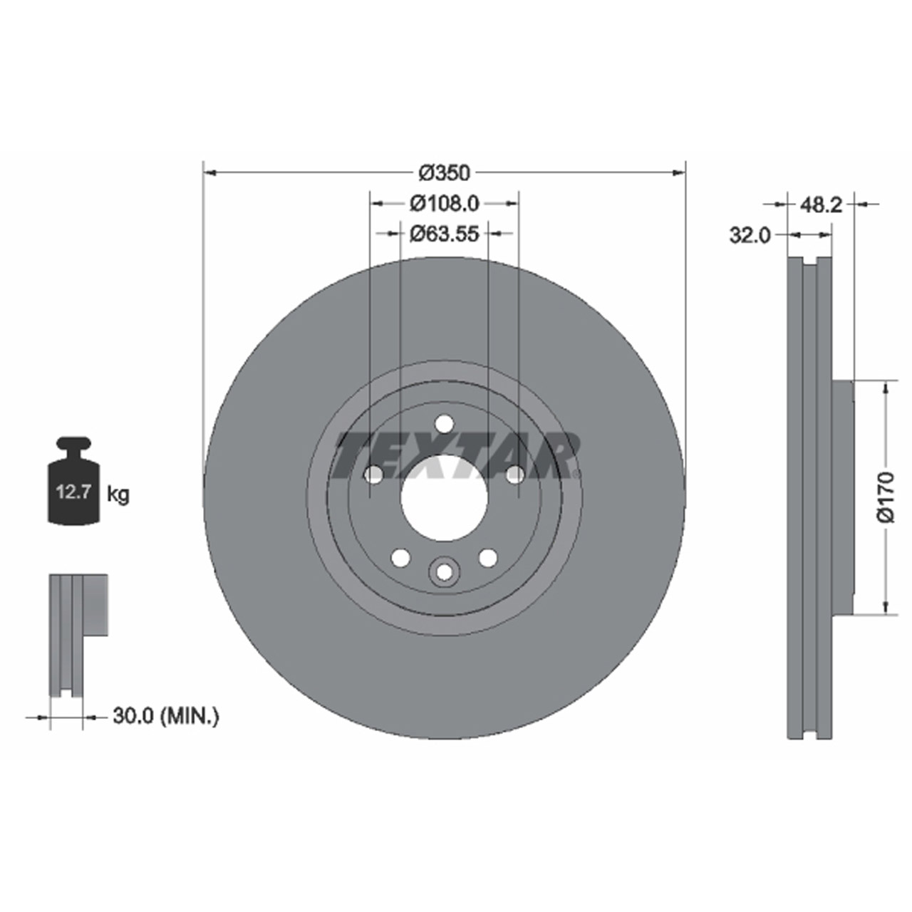 TEXTAR 92308105 Bremsscheiben Satz JAGUAR XE (X760) XF II (X260) 18 Zoll vorne T4N1803