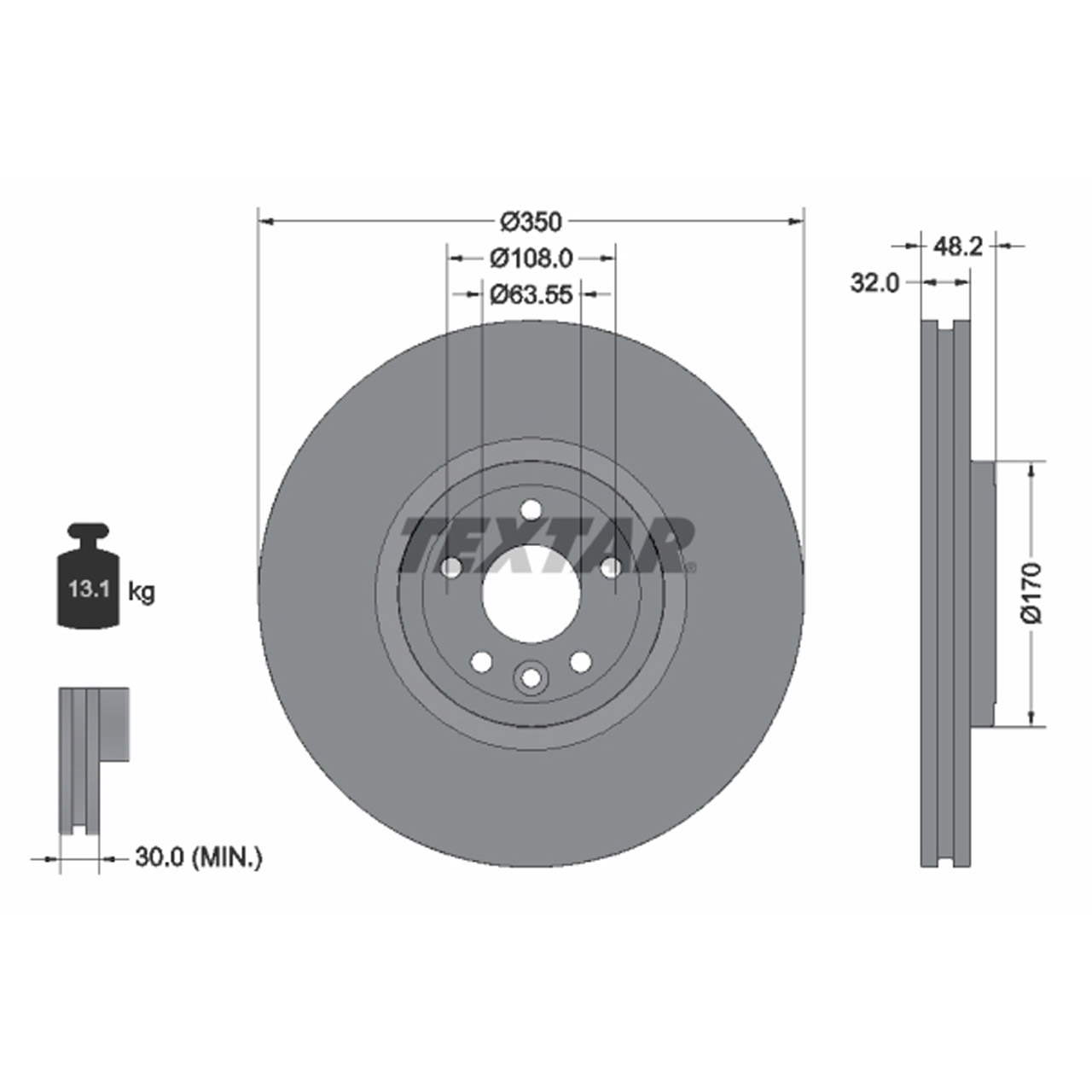 TEXTAR 92308205 Bremsscheiben Satz LAND ROVER Range Rover Velar (L560) 18" bis Fgst. vorne