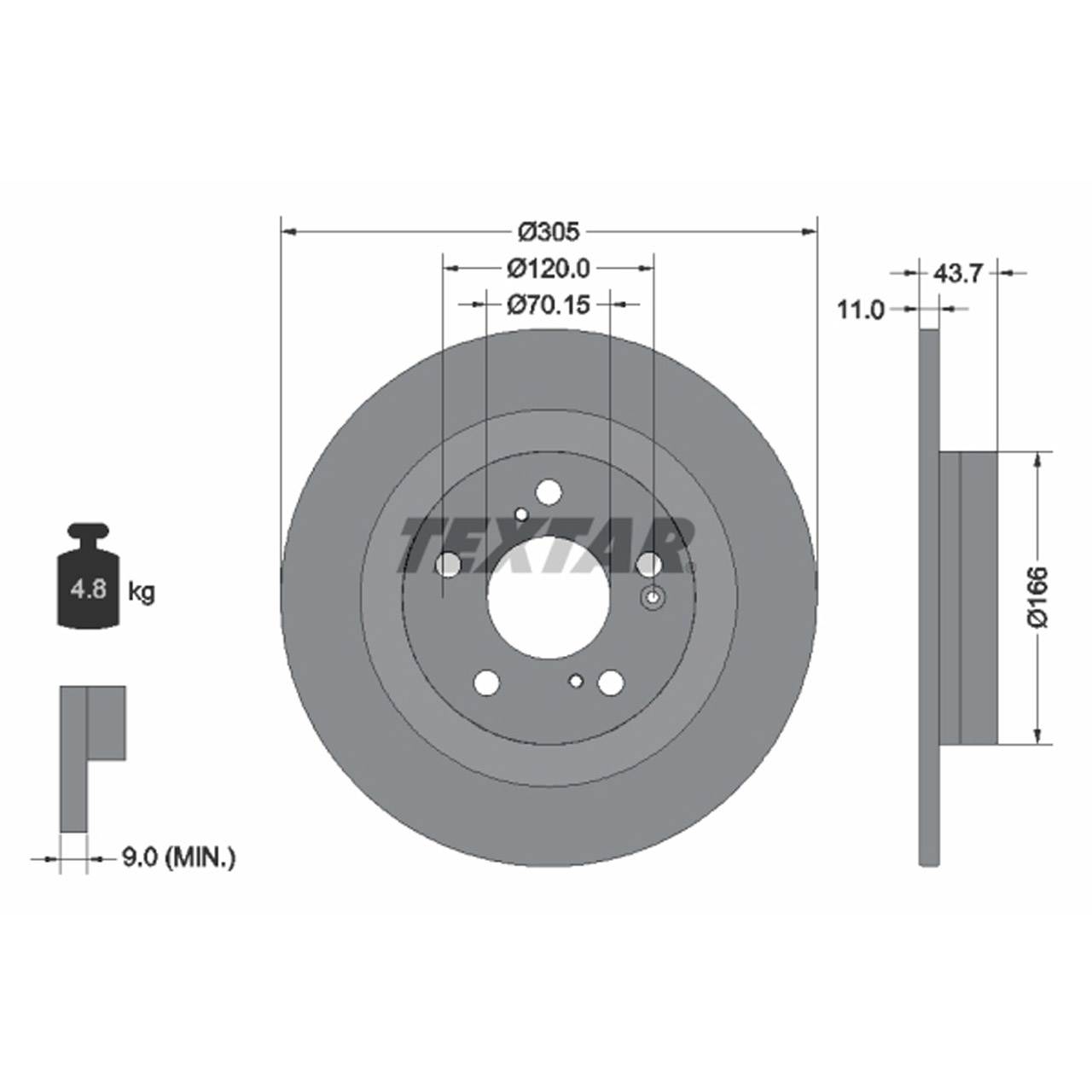 TEXTAR 92308403 Bremsscheiben Satz HONDA Civic 10 11 2.0 Type-R hinten 42510TGHA00