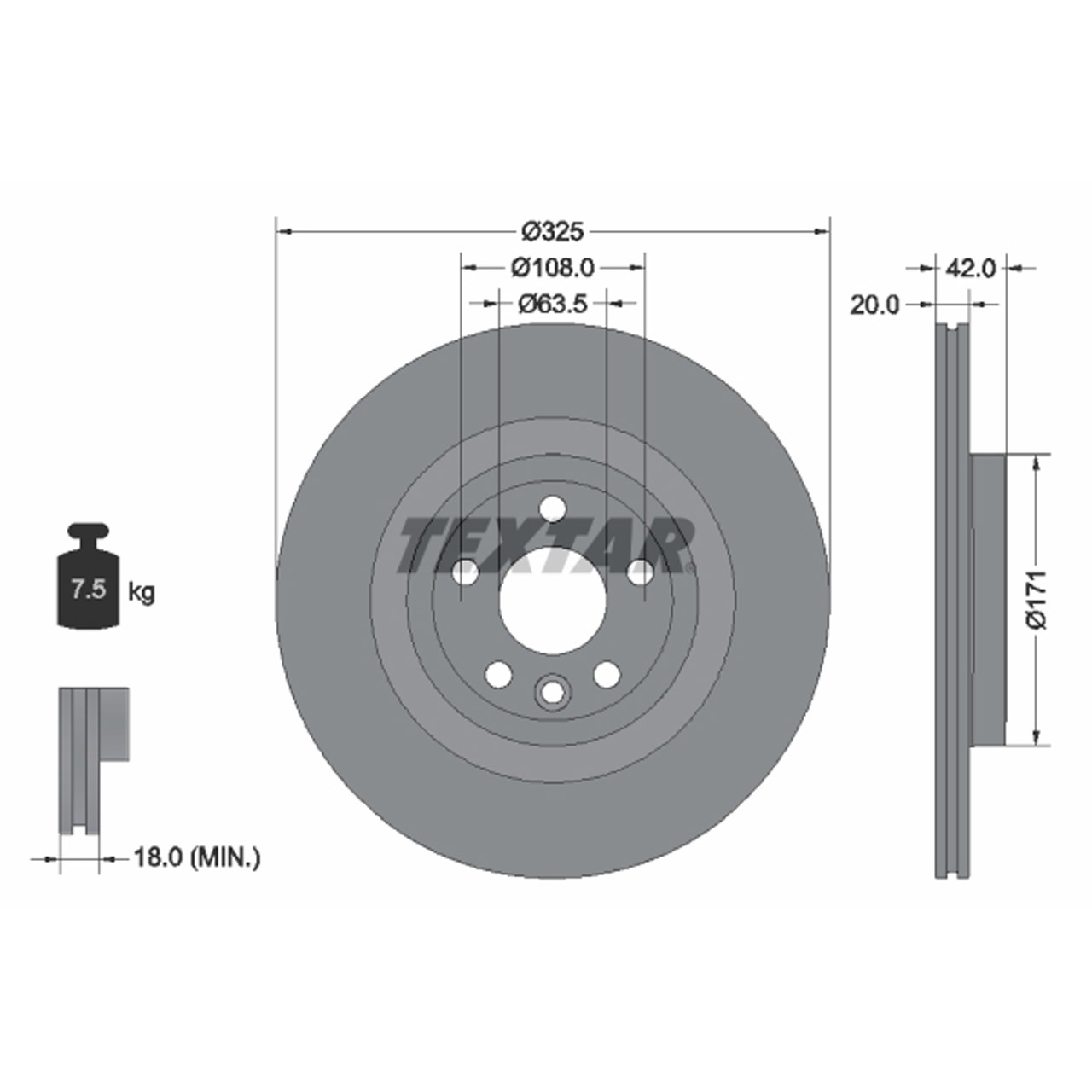 TEXTAR 92314305 Bremsscheiben Satz LAND ROVER Range Rover Velar (L560) bis Fgst. hinten