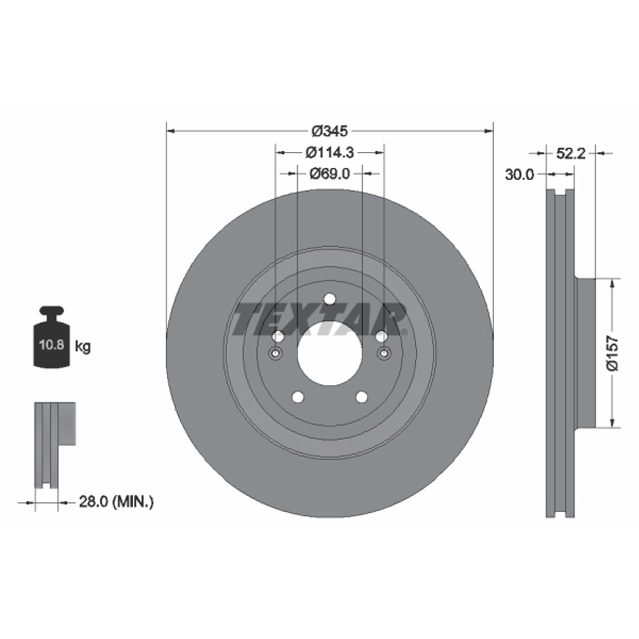 TEXTAR 92315103 Bremsscheiben Satz HYUNDAI i30 N i30N (PDE) 18 Zoll vorne 51712S0100