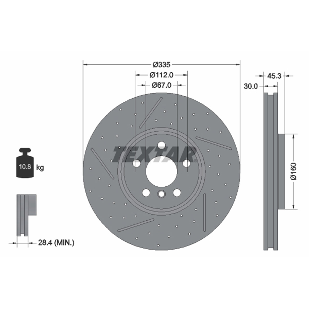 TEXTAR 92317105 Bremsscheiben Satz MINI F55 F56 F54 F57 mit Performance vorne 34106864133