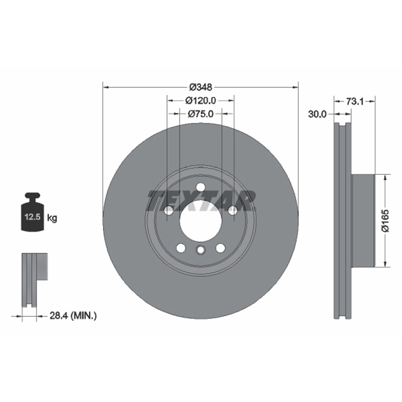 TEXTAR Bremsscheiben Satz BMW X4 F26 M40i 360 PS 12.2015-03.2018 vorne