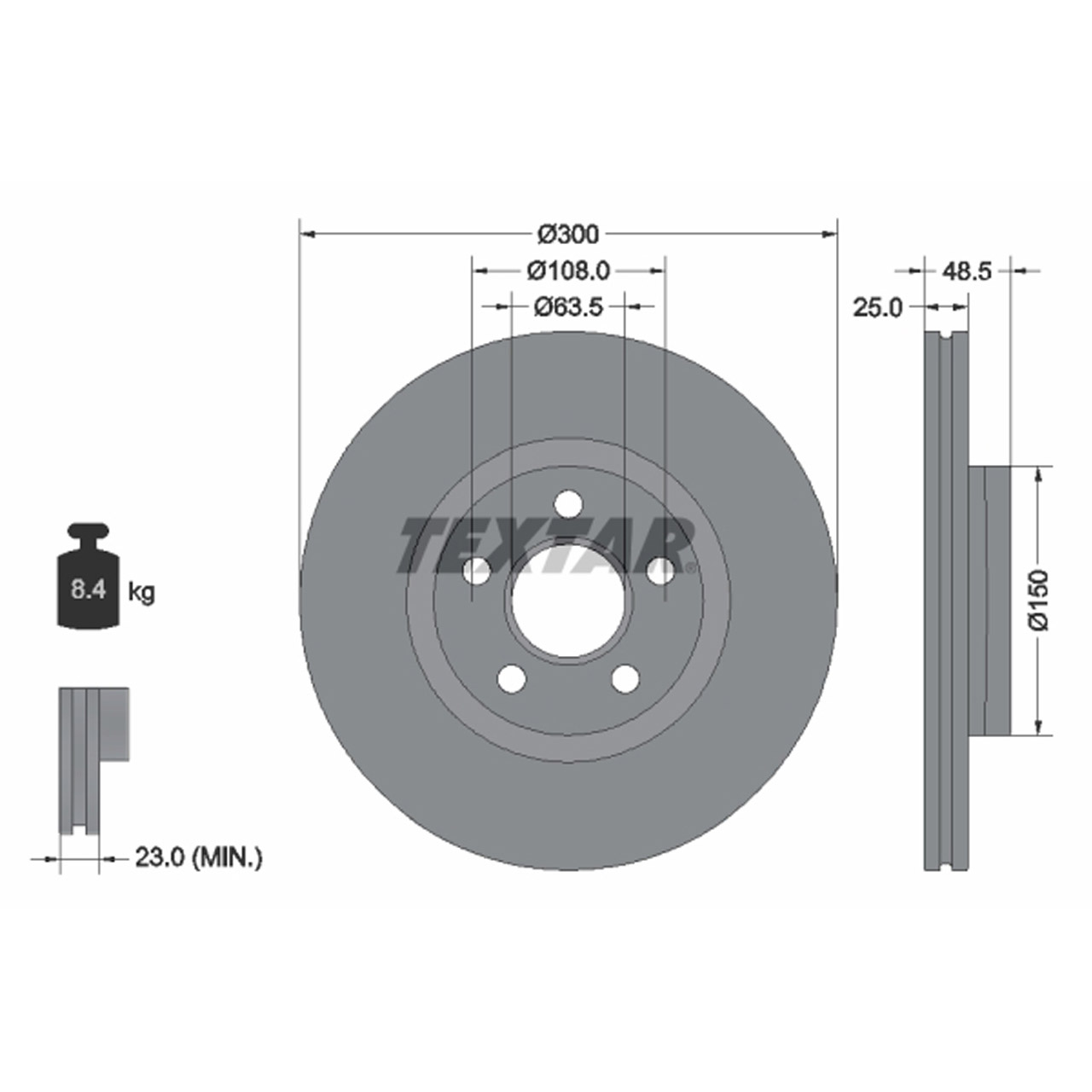 TEXTAR 92326003 Bremsscheiben Satz FORD Tourneo / Transit Connect V408 ab 05.2018 vorne