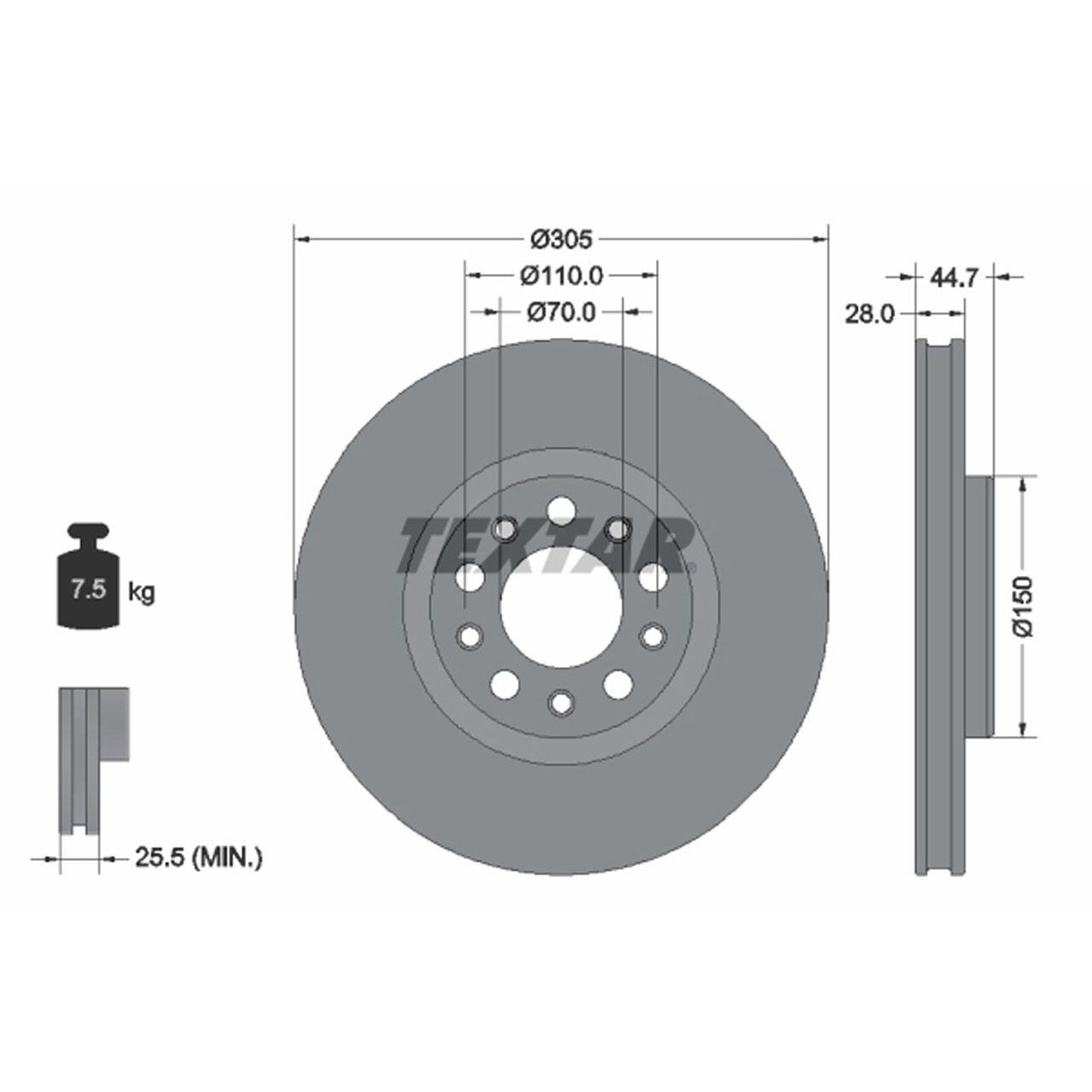 TEXTAR 92326305 Bremsscheiben Satz ALFA ROMEO Giulia (952_) 2.0 2.2 D / Q4 vorne 50532930