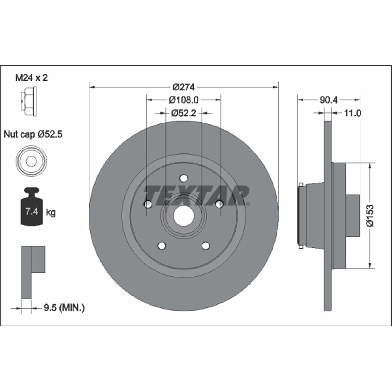 TEXTAR 92329403 Bremsscheiben + Radlager Satz MERCEDES Citan W415 RENAULT Kangoo hinten